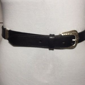 Vintage 1998 Fossil Black Leather Belt With Silver